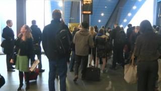 Delayed travellers at Reading Station