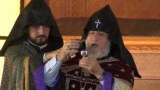 Service in the Armenian church in Yangon