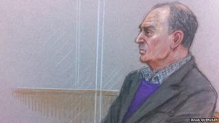 Artist impression of John Allen in the courtroom