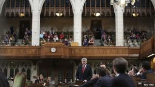 Canadian PM Stephen Harper in parliament, Ottawa, 07 Oct 2014