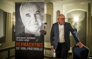 Heribert Schwan, author of the book Legacy: the Kohl Transcript speaks at a press conference on 7 October 2014 in Berlin, Germany