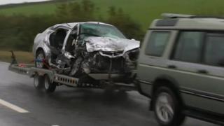 Car involved in crash removed