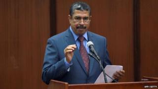 Khalid Mahfouz Bahah addresses parliament in Sanaa Yemen on 19 May 2014