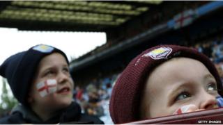 Two young Aston Villa fans