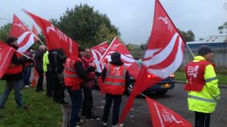 Staff on strike in Donnington