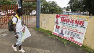 Ebola information poster in Monrovia, Liberia - 16 October