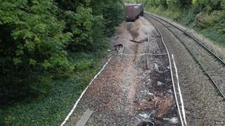 Derailed train