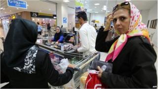 Iranian women shop at the Laleh Park shopping centre in Tabriz in Iran's north-western East-Azerbaijan province.