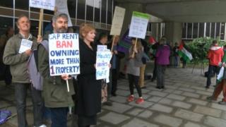 Campaigners outside council meeting