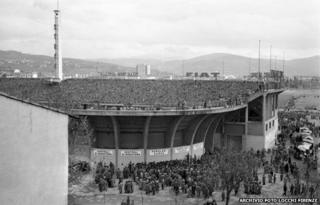 The Stadio Artemi Franchi in 1954, the year the UFOs were sighted