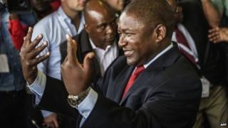 Mozambican ruling party Frelimo party presidential candidate Filipe Nyusi