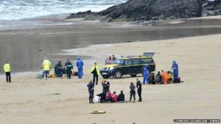 Rescue attempt at Mawgan Porth beach near Newquay