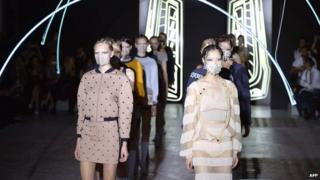 Models present creations for Masha Ma in Paris