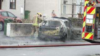Firefighters at the crash in Bangor