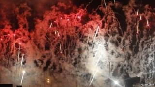 The Slipways beside Titanic Belfast illuminated at the annual Metro Monster Mash.