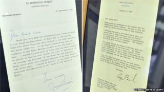 Letters of condolence from Margaret Thatcher (pictured left) and President Bush in the wake of the IRA bombing at Deal barracks in Kent in 1989