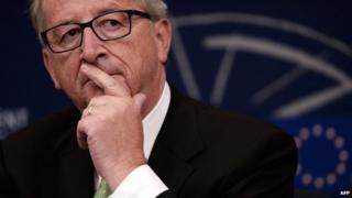 EU Commission President Jean-Claude Juncker at a news conference in Strasbourg on 22 October 2014