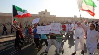 Stateless Arabs, known as Bidun, demand Kuwaiti citizenship and basic rights, in Jahra. 2 October 2013