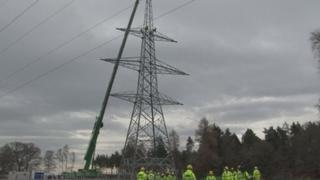 New electricity tower. Pic: BBC Alba