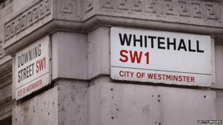 Whitehall and Downing Street street signs