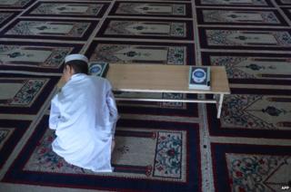 A boy at the Red Mosque