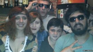 a selfie of four young people in Bar Assad in Tbilisi, Georgia