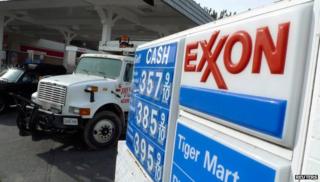 Exxon logo on oil price sign