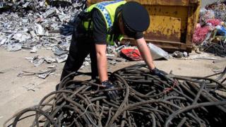 Police with stolen cable