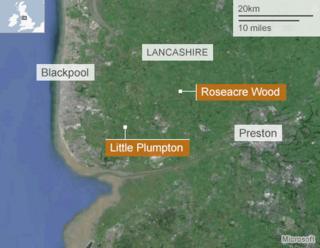 Map: Roseacre Wood and Little Plumpton, Lancashire