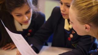 Girls studying