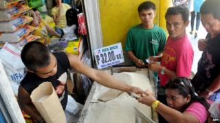 A rice market in Manila