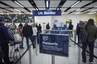 Passport control at airport