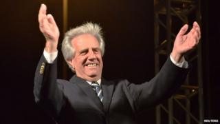 Tabare Vazquez celebrates his victory in Montevideo. Photo: 30 November 2014
