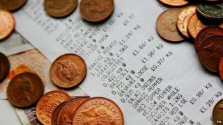 Receipt and coins