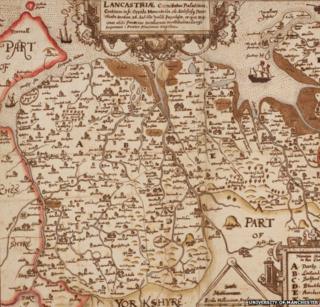 17th century map of Lancashire