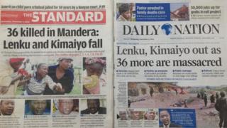 Kenyan newspaper front pages