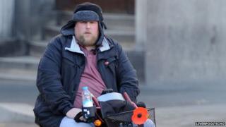 David Williams in a mobility scooter