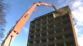 Demolition work at Peterborough District Hospital