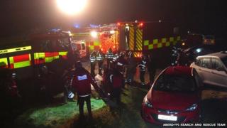 Rescuers at the mine