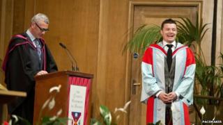 Brian O'Driscoll at graduation ceremony at Queen's University Belfast