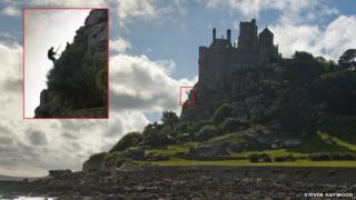 Abseiler on St Michael's Mount