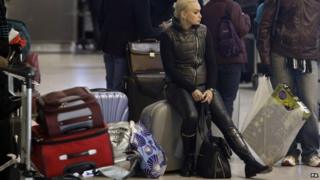 Passengers waiting at Heathrow