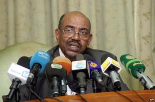 Omar al-Bashir at a news conference in Khartoum, 30 November