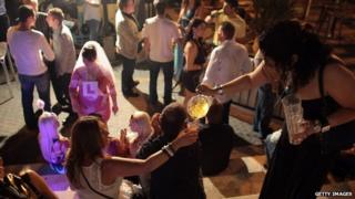 Revellers in Cardiff