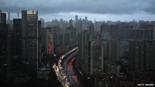 Clouds cover the city's skyline in the Chinese city of Guangzhou