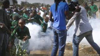 Pupils protesting at Lang'ata school
