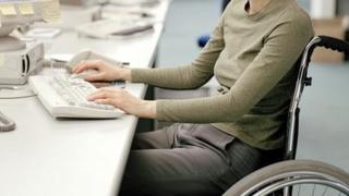 Disabled woman at work
