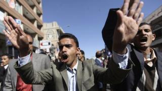 Anti-Houthi protesters in Sanaa 24/01/2015