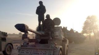 Soldiers of the Chadian army at the border between Nigeria and Cameroon - January 2015