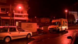 The shooting took place shortly before 20:00 GMT at Finn House flats in the New Lodge area